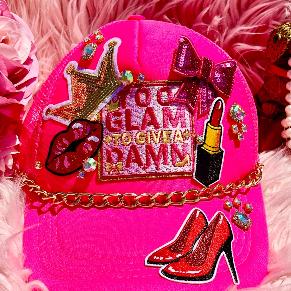 Chic Pink Embellished Women's Cap